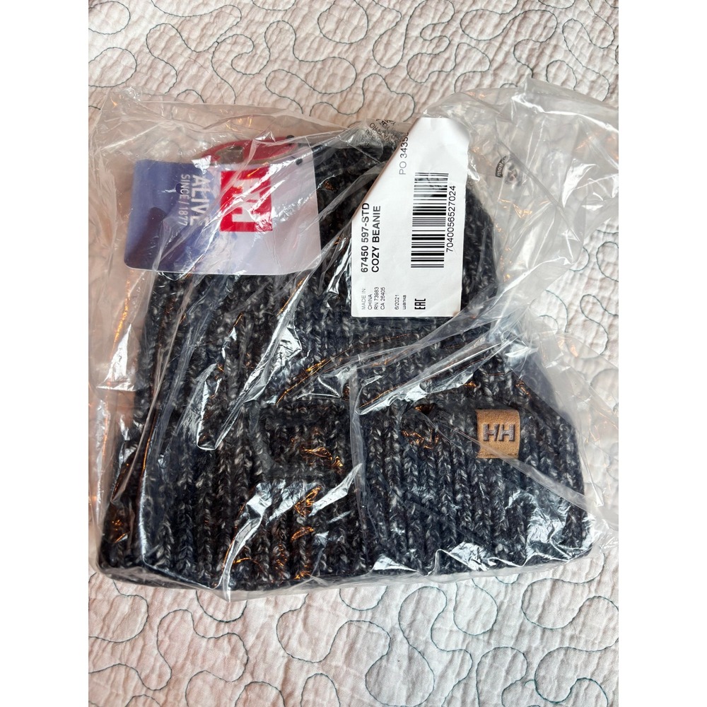 Helly Hansen Cozy Beanie Navy Marine Marled Knit Winter Hat Mens OS